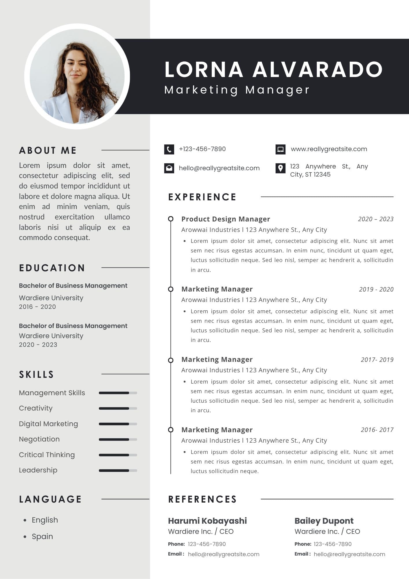 Blue Simple Professional CV Resume template preview